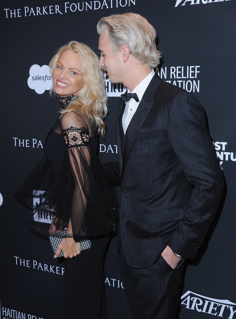 Pamela Anderson Son Brandon at Sean Penn's Haiti Gala 2017