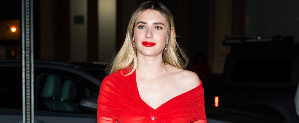 Emma Roberts Sheer Red Dress at Maybe I Do Screening