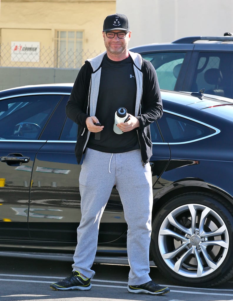 Liev Schreiber flashed his smile before a workout in LA on Saturday.