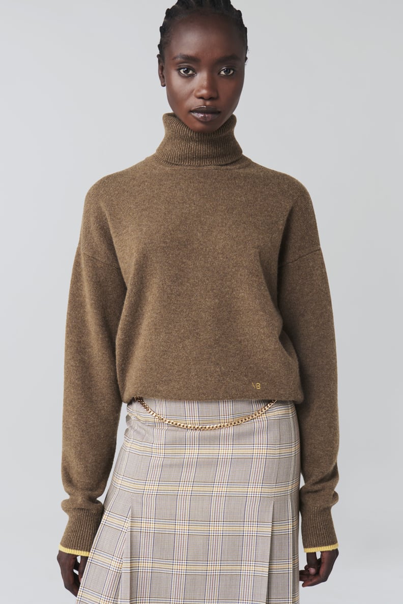 Victoria Beckham Cashmere Polo Neck Jumper in Brown