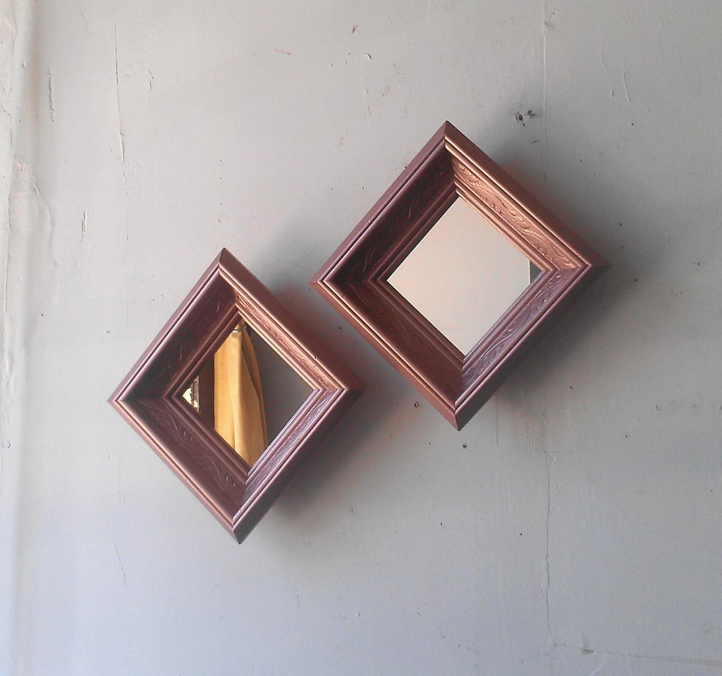 Vintage Wood Framed Mirror Set in Rose Gold ($42)