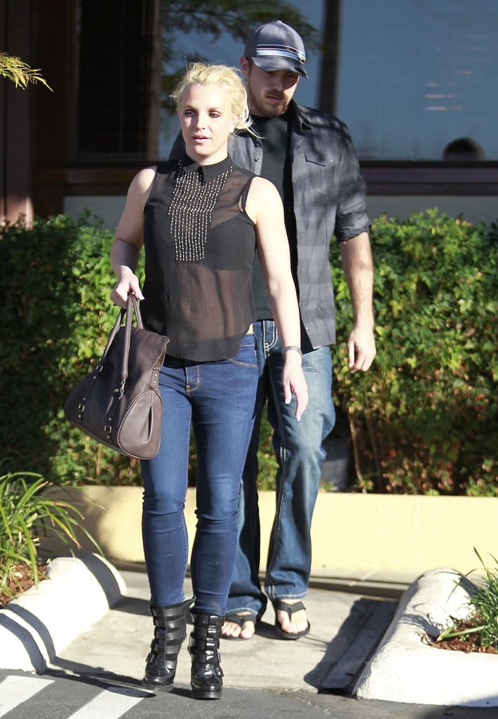 Britney Spears in See-Through Shirt Out in LA