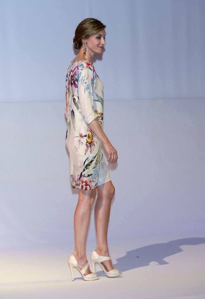 Queen Letizia's Floral Three-Quarter Sleeve Dress July 2016
