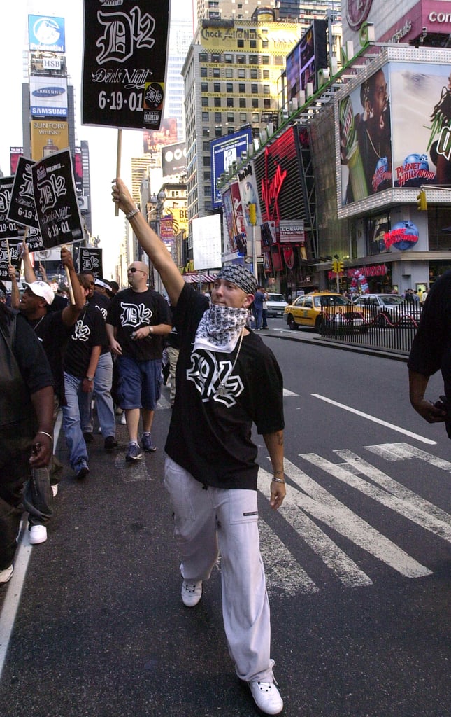 Eminem took to the streets of Times Square on TRL in 2001.
