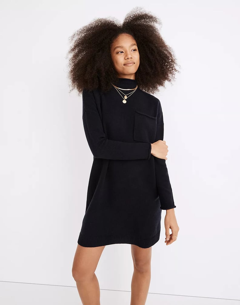 Your New Remote Work Uniform: (Re)sourced Cashmere Roll-Neck Mini Sweater Dress