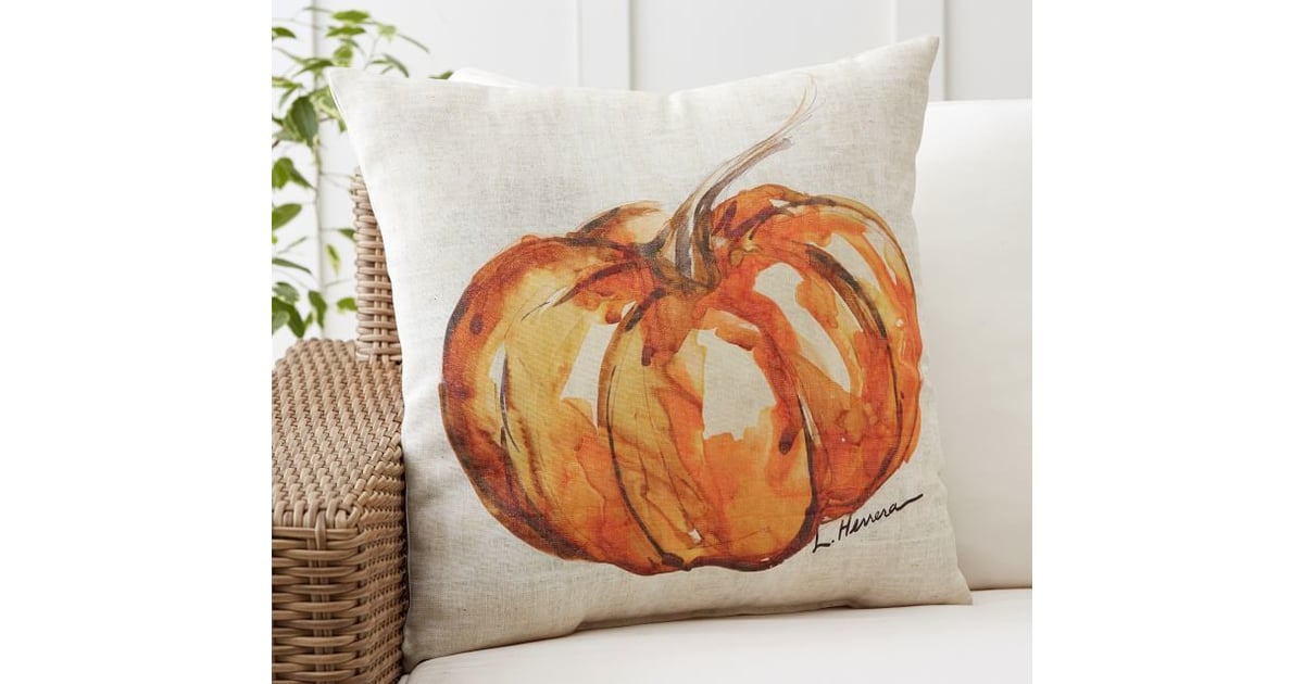 Pottery Barn Painted Pumpkin Patch Pillow Best Fall Decor POPSUGAR