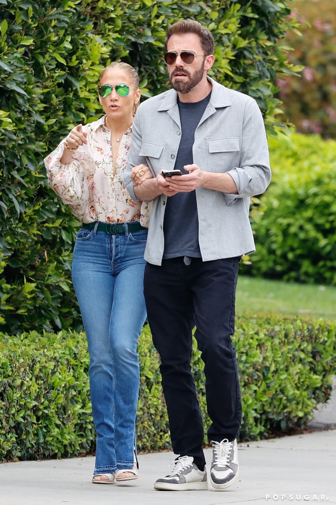 J Lo's Floral Blouse and Split-Hem Jeans With Ben Affleck