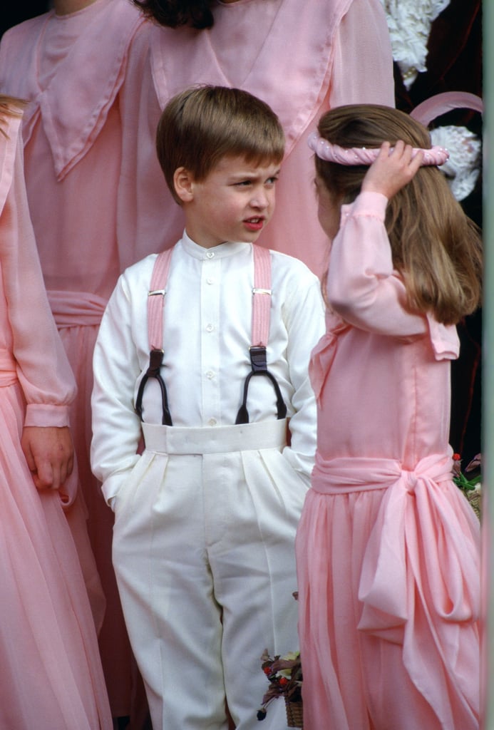 William showed off his sweet outfit while posing with the rest of pink-clad wedding party.