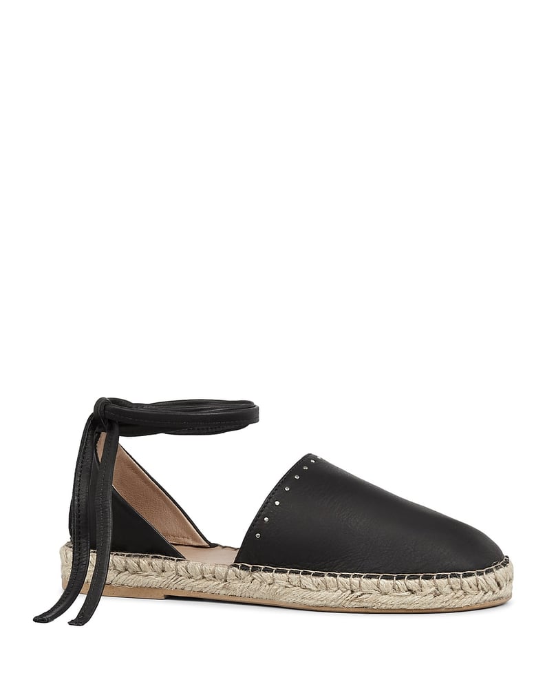 ALLSAINTS Women's Leather Ankle Tie Espadrille Flats