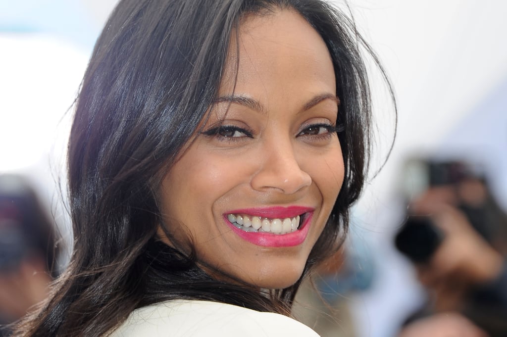 Zoe Saldana Looked Fresh And Bright With A Pop Of Pink On