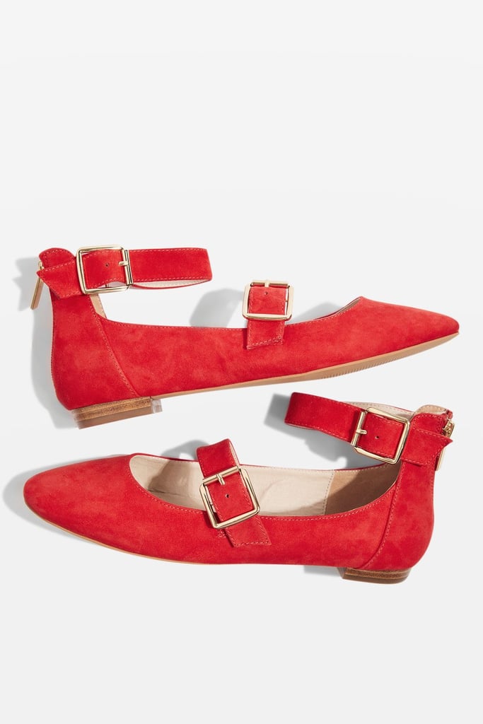 Katrina Suede Buckle Ballerina Shoes