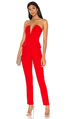 Superdown Pepper Strapless Jumpsuit in Red