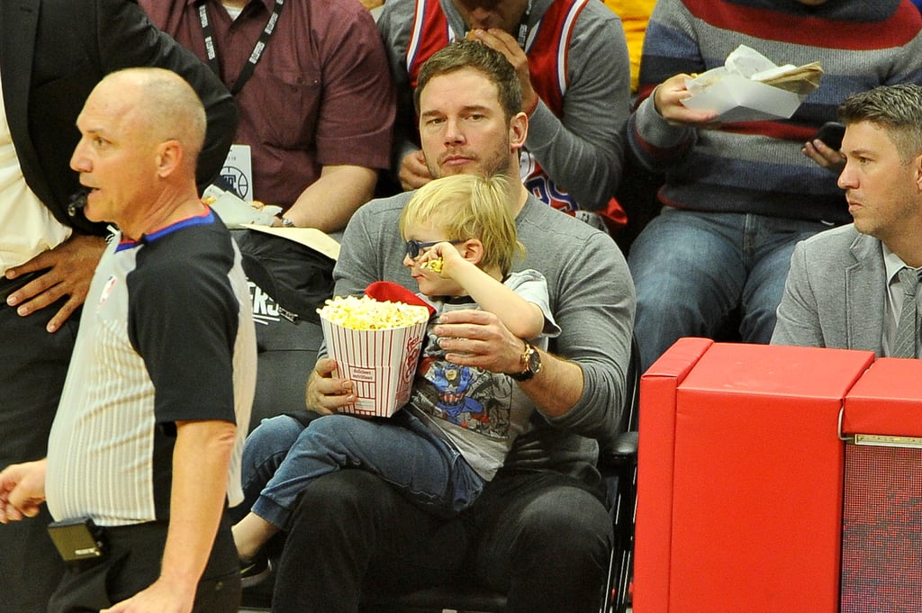 Chris Pratt and Son Jack at LA Clippers Game December 2017