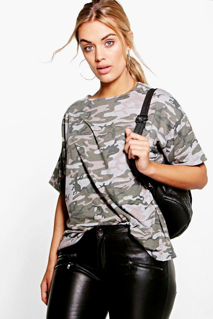 Boohoo Plus Josie Camo Oversize Tee