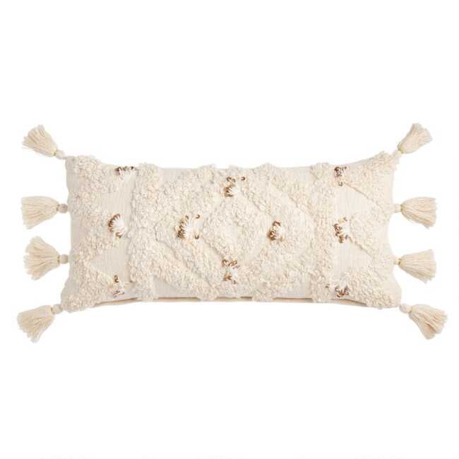 Ivory Moroccan Blanket Lumbar Pillow