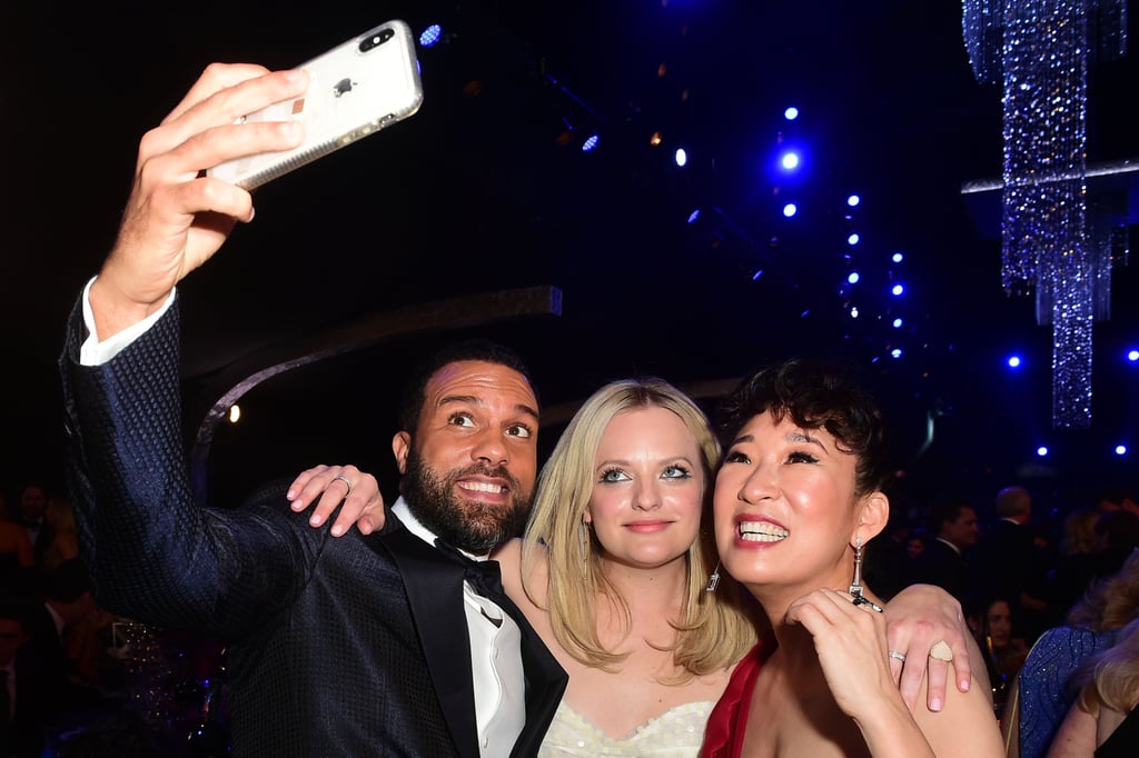 Pictured: O.T. Fagbenle, Elisabeth Moss, and Sandra Oh