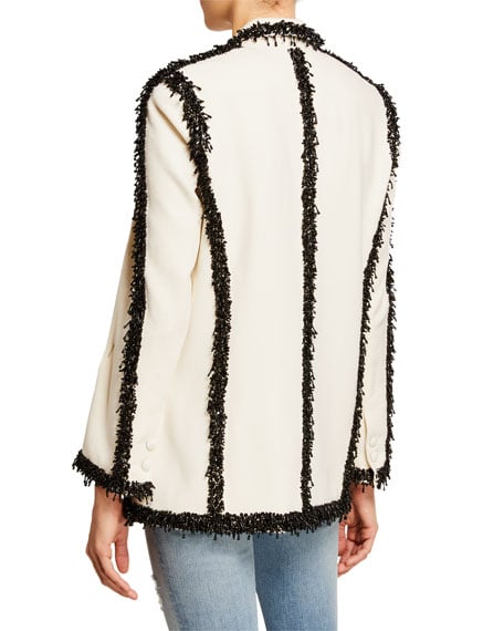 Libertine Beaded-Seams Long Blazer, White