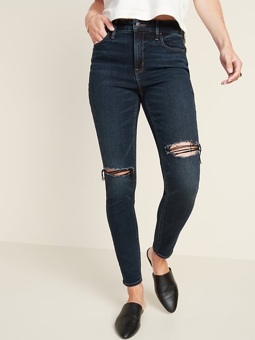 Old Navy High-Waisted Ripped Dark-Wash Rockstar Super Skinny Jeans