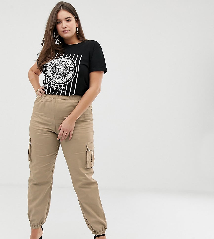 PrettyLittleThing Exclusive Pocket Detail Cargo Pants in Stone ...