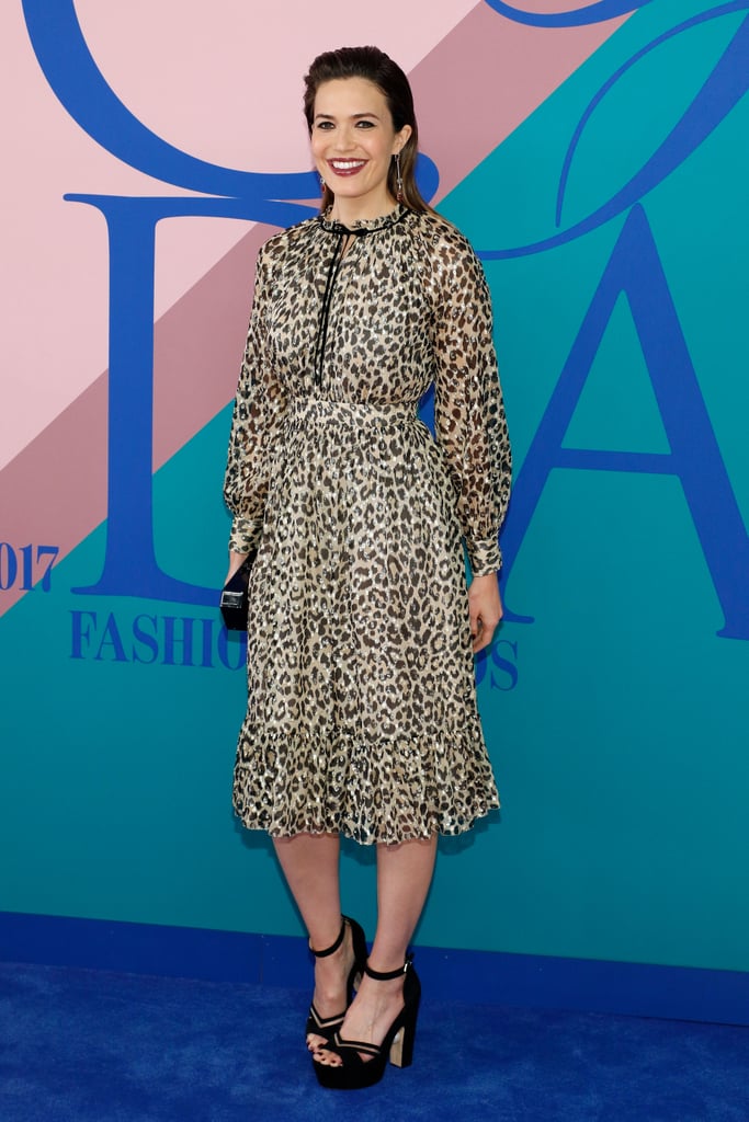 Mandy Moore took a walk on the wild side in a leopard-printed Kate Spade dress at the 2017 CFDA Awards.