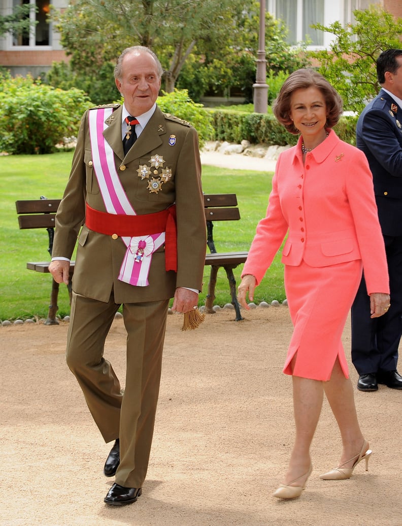 Queen Sofía's Coral Skirt Suit, May 2008