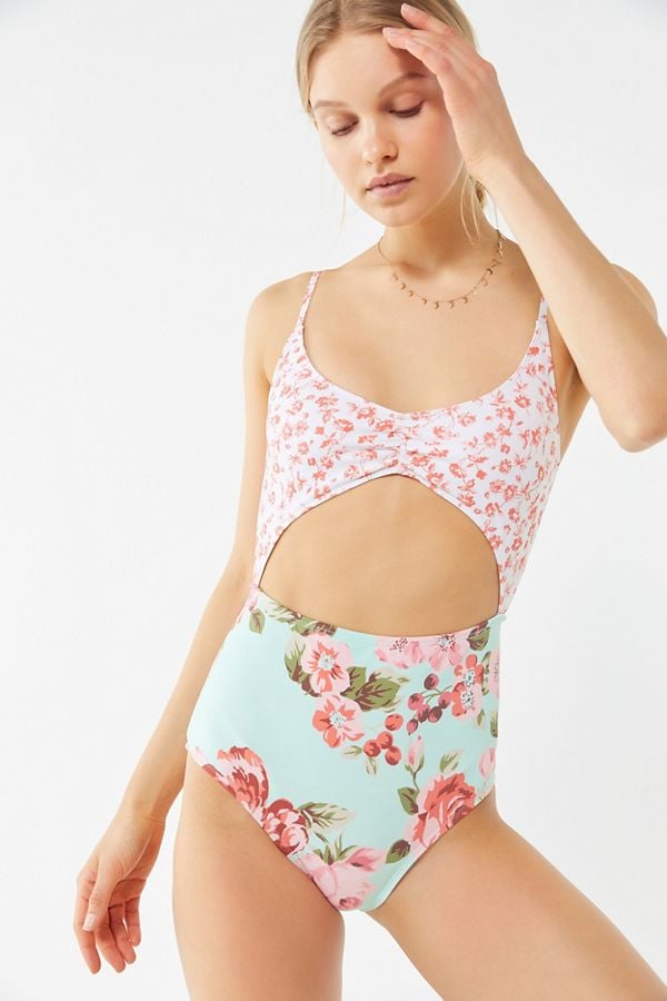 Laura Ashley UO Exclusive Mixed Print Cutout One-Piece Swimsuit