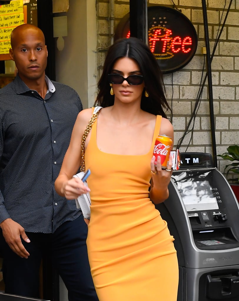 Kendall Jenner Orange Bec And Bridge Dress 2019 Popsugar Fashion Photo 4