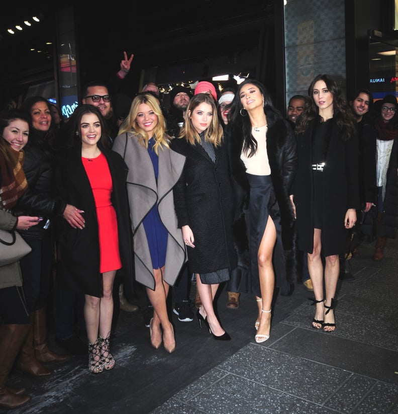 Lucy First Stepped Out With the PLL Cast Wearing a Formfitting Red Dress