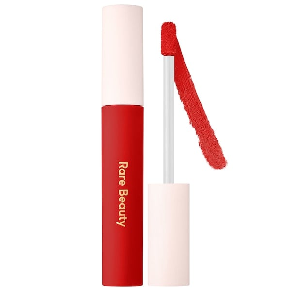 A Bright Red: Rare Beauty Lip Souffle Matte Cream Lipstick in Inspire