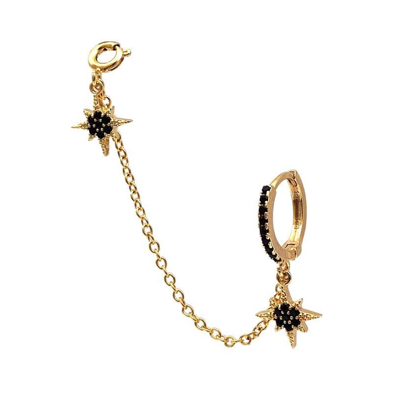 Gold Black Star Hoop & Chain
