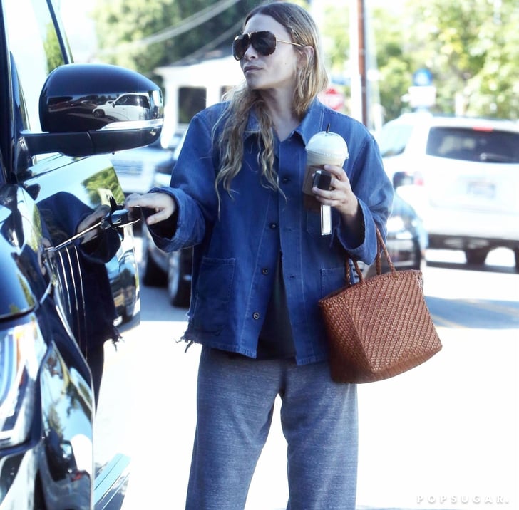 Ashley Olsen's Brown Wicker Bag