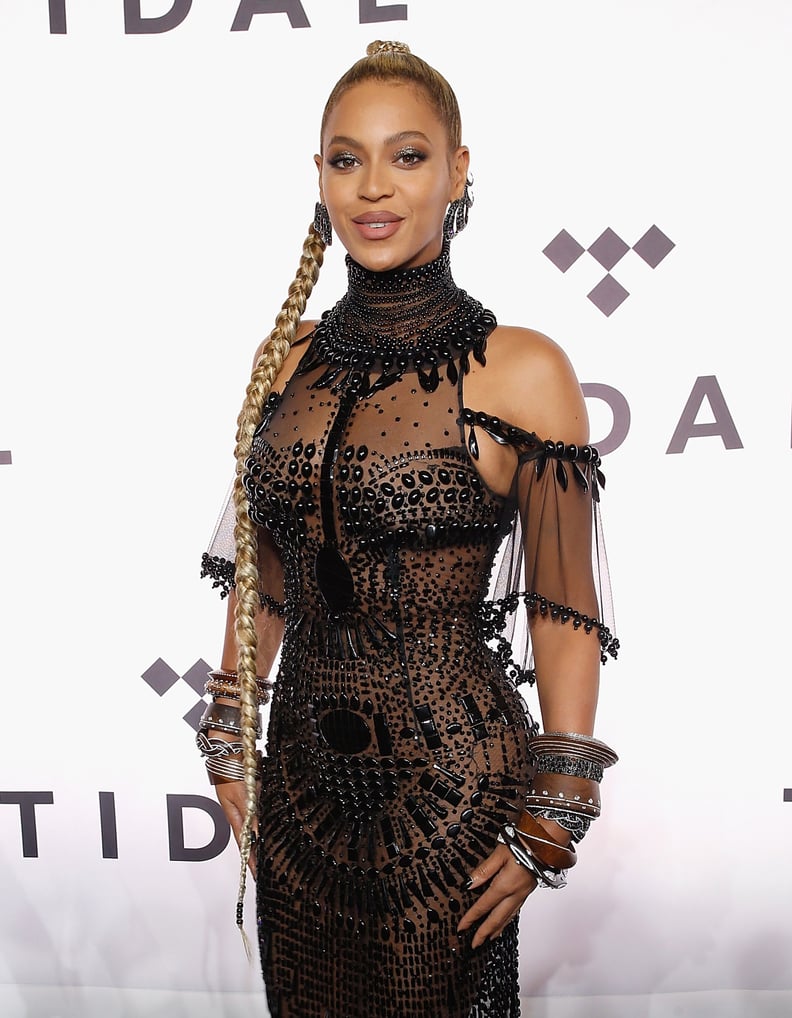 Beyoncé's Braided Hairstyles: Long Braided Ponytail