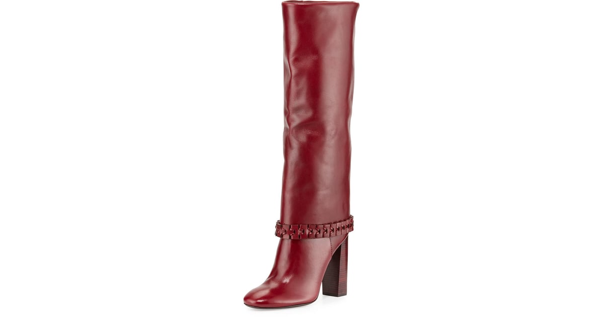 Tory Burch Sarava Leather Knee Boot, Red Agate ($750) | 60+ Gifts For Girls  of Every Style | POPSUGAR Fashion Photo 10