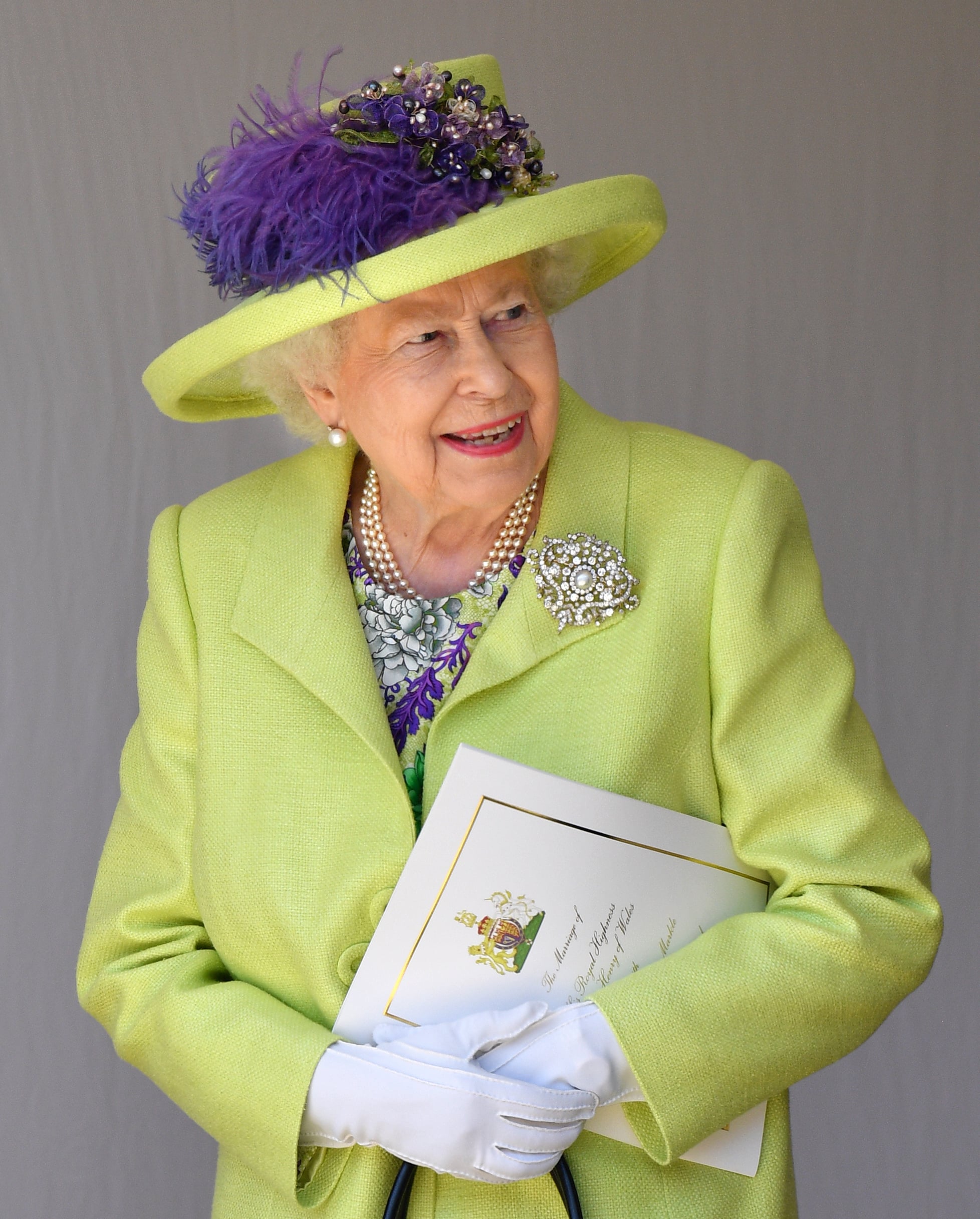 Queen Elizabeth II at the wedding of Prince Harry and Meghan Markle in 2018