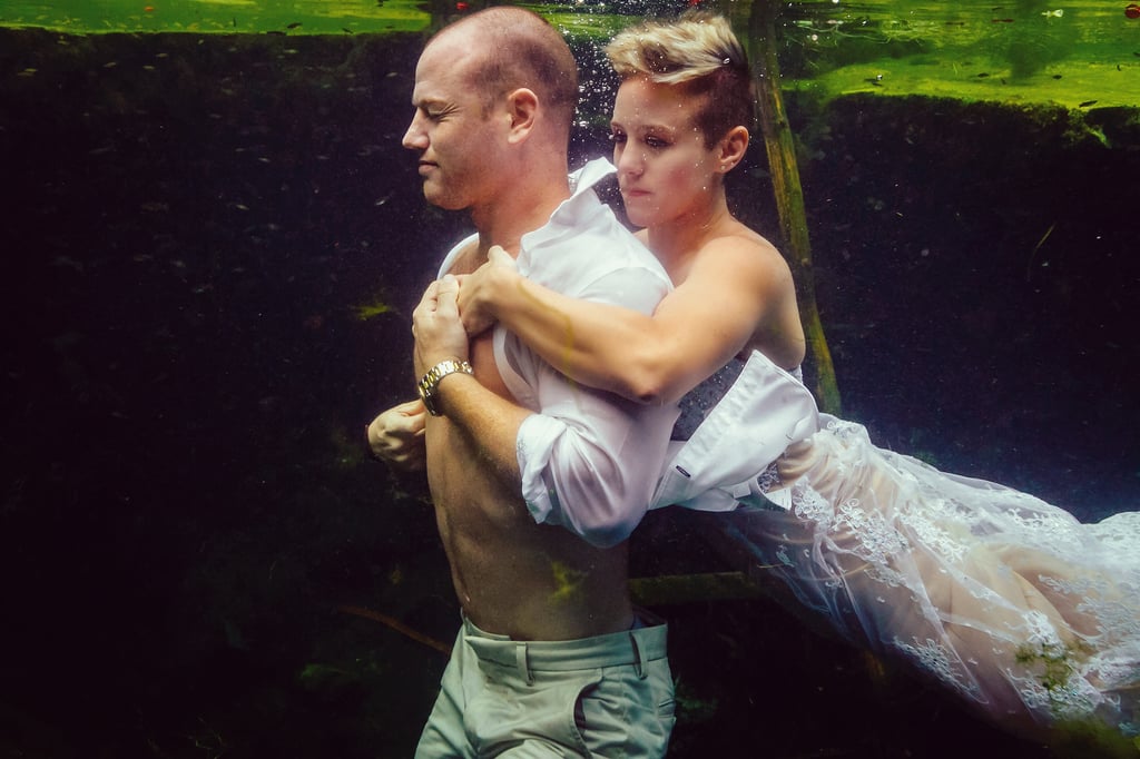 Underwater Trash-the-Wedding-Dress Shoot