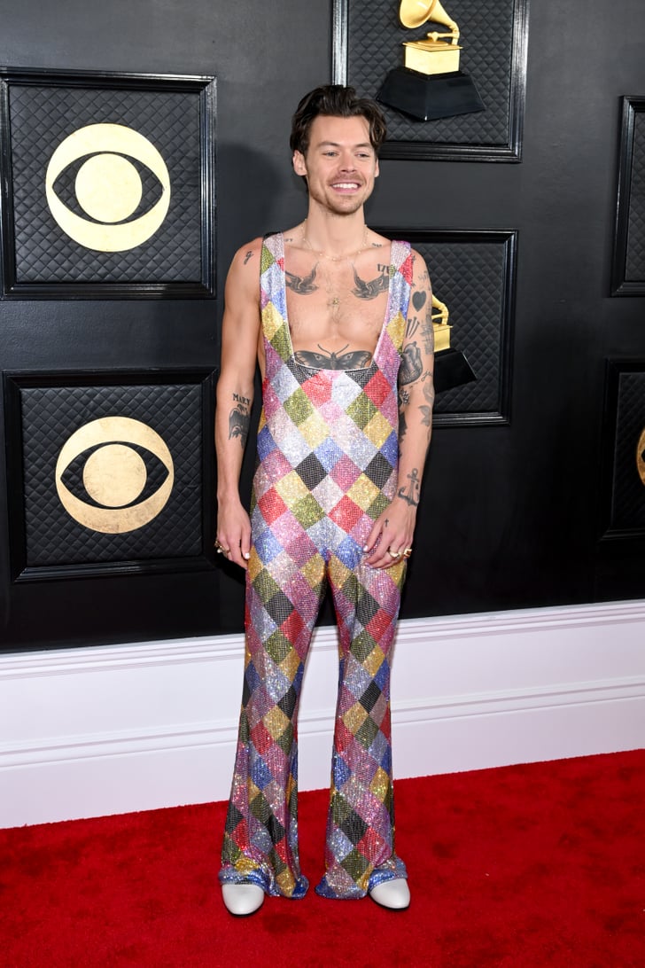 Harry Styles Wearing a Rainbow Crystal Jumpsuit at the 2023 Grammys