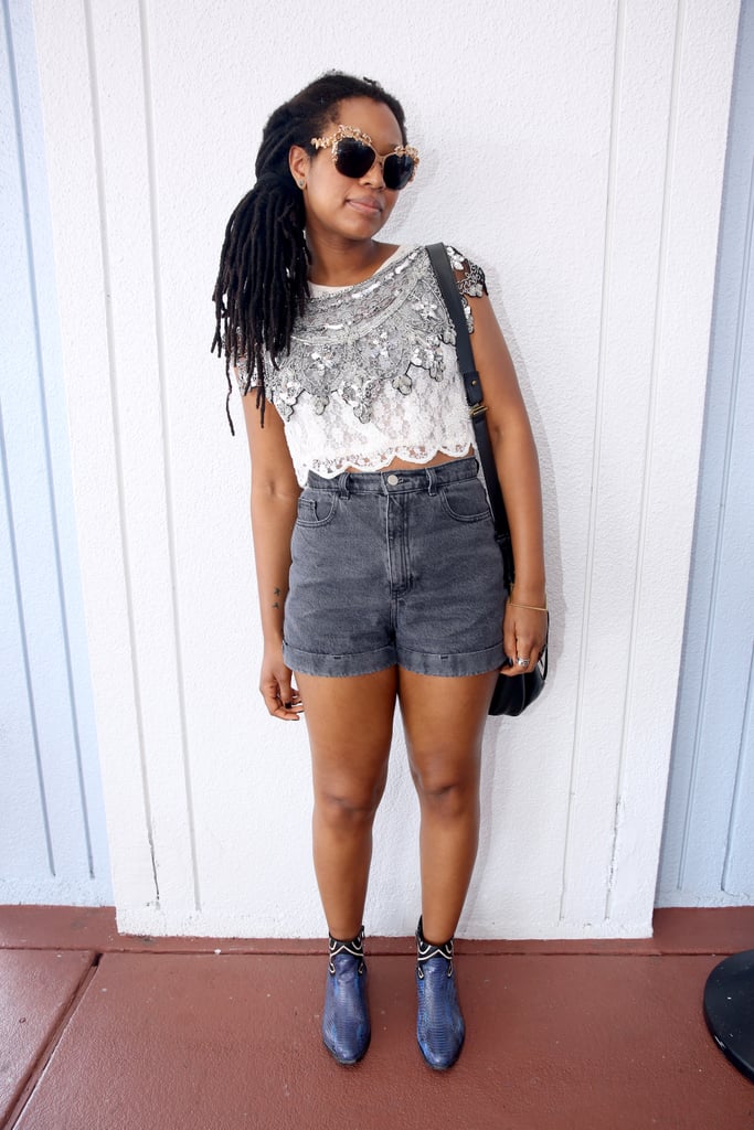 Look like you own the town while wearing denim shorts and a lacy crop top. Cute ankle boots tie the look together, leaving you looking ready for anything in Miami.