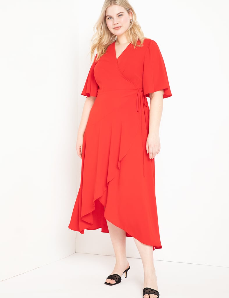 ELOQUII Flare-Sleeve Maxi Wrap Dress ...