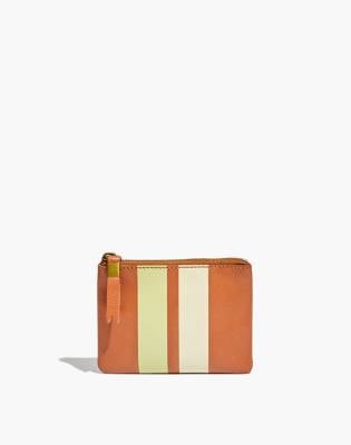 Striped Leather Pouch Wallet