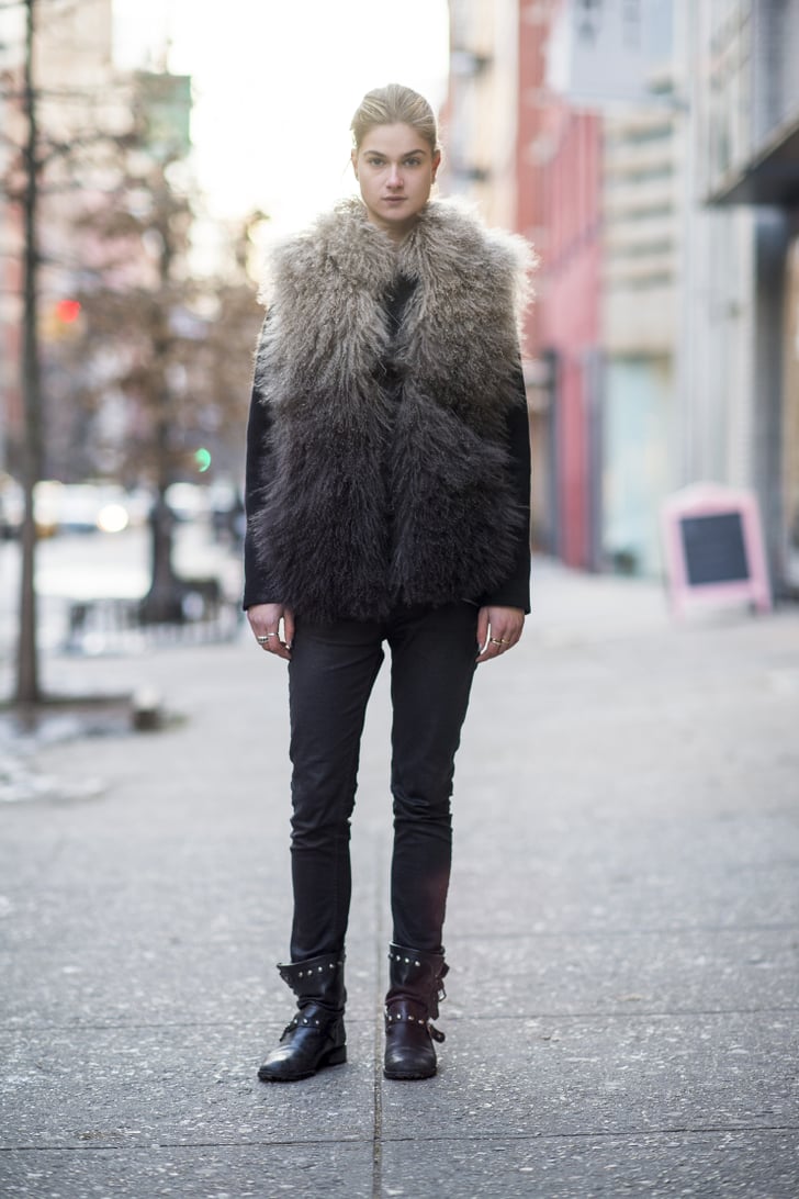 Nothing adds interest quite like a furry vest. 70+ Winter Street