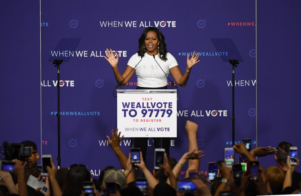 Michelle Obama Ruffled Pants at Rally in Las Vegas 2018