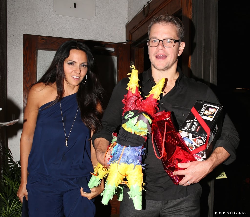 Matt Damon With a Pinata on His Birthday 2014