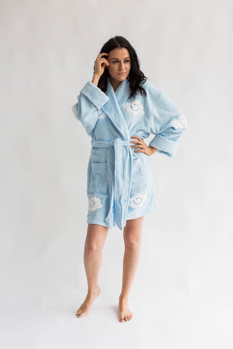 Happy Cloud Applique Short Terry Loop Bathrobe