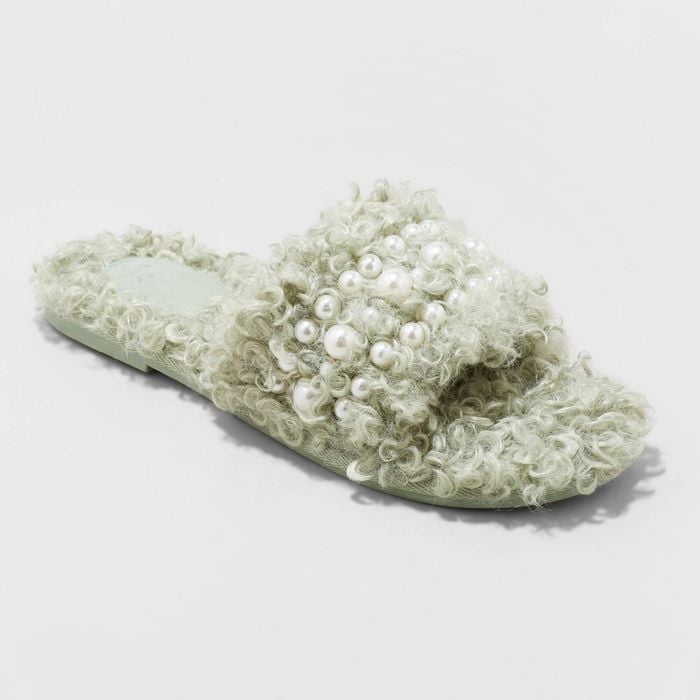 Mint Green: A New Day Adrienne Slip-On Embellished Slide Slippers