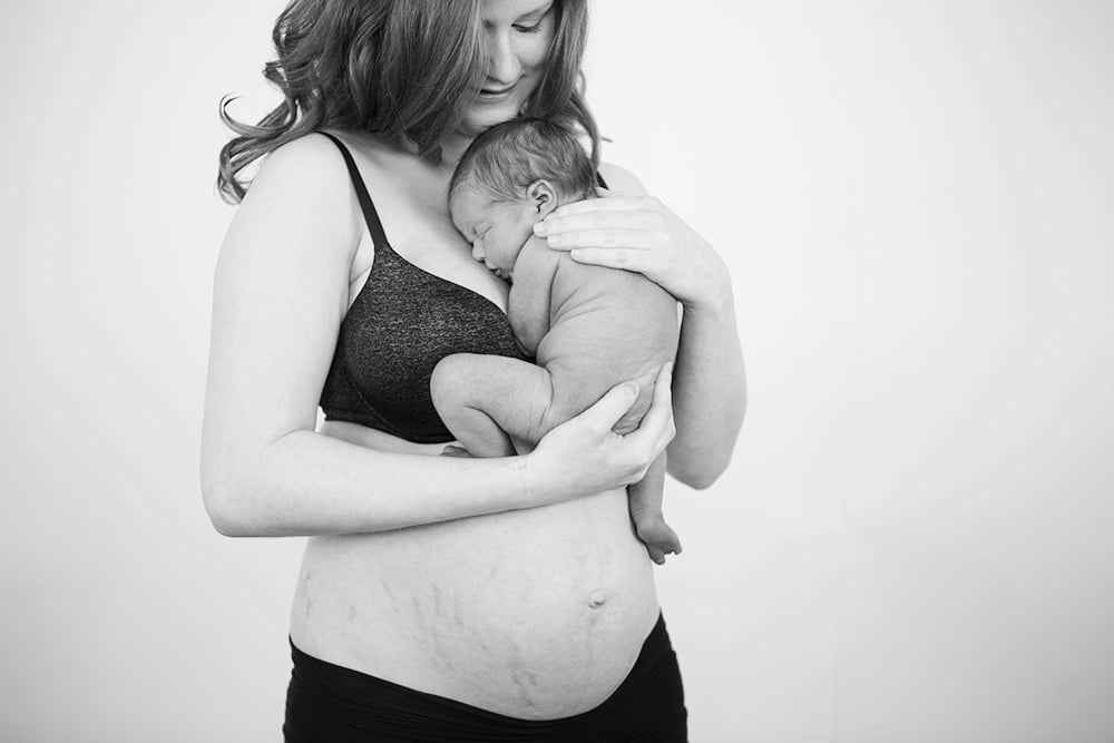Black-and-White Postpartum Body Photos