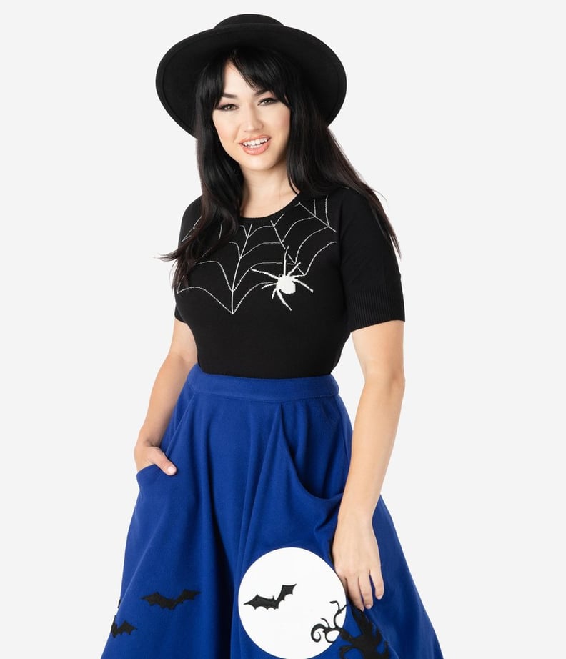 Hell Bunny Black Widow Spider Short Sleeve Sweater