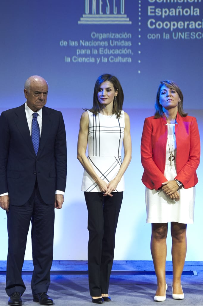 Queen Letizia's Hugo Boss Geometric Top September 2016