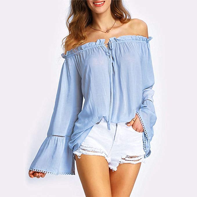 Jevole Off-Shoulder Top Loose Blouse