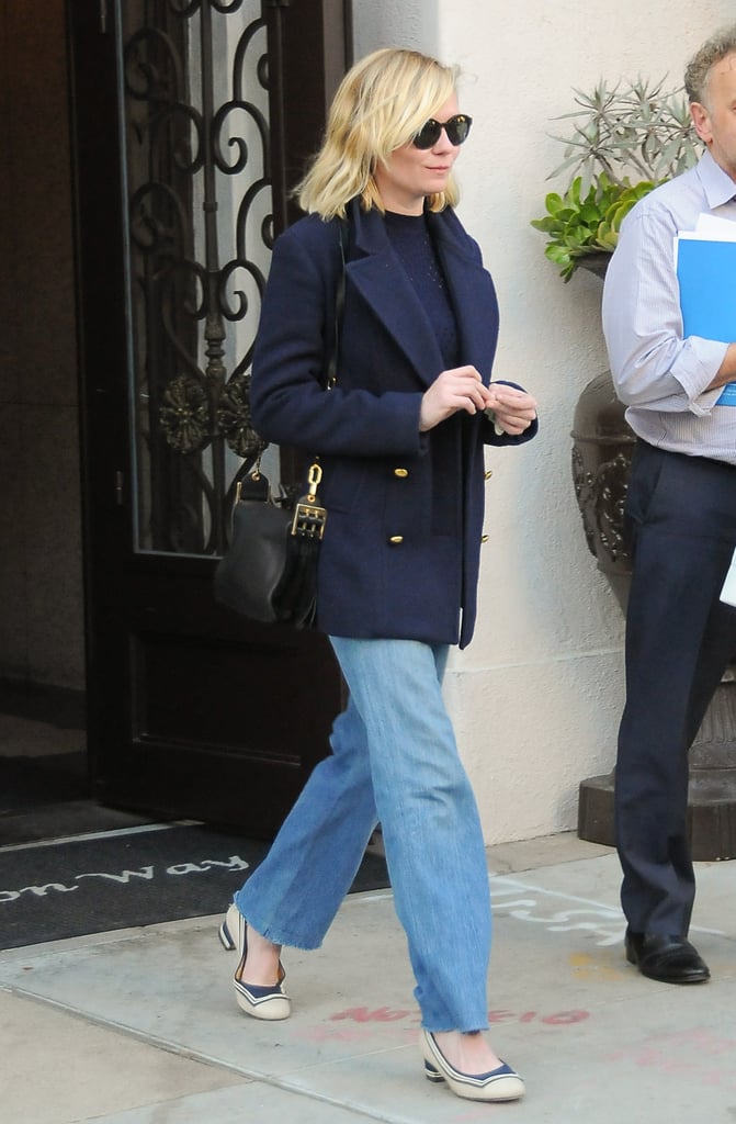 Kirsten Dunst Wearing Jeans and a Coat | POPSUGAR Fashion