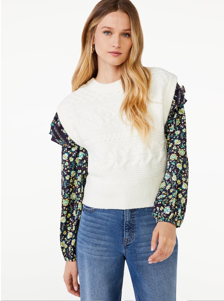 Scoop Women's Cable Knit Sweater Vest